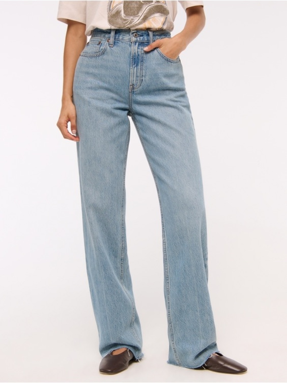 Abercrombie & Fitch Light Blue high rise loose 28 - Picture 2 of 11